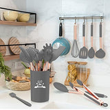 Juego de utensilios de cocina de silicona, juego de 14 utensilios de cocina antiadherentes resistentes al calor, utensilios de cocina con mango de acero inoxidable de cobre, pinzas giratorias, espátula, cuchara, sin BPA, no tóxico