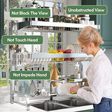 Escurridor de Trastes sobre Fregadero Grande de Acero Inoxidable 304 de 3 Niveles, Estante de Cocina Extensible sobre el Gabinete de Almacenamiento del Fregadero (Plata, 65-90 CM)