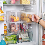 Organizador de nevera, paquete de 4 contenedores organizadores de refrigerador, organizadores de refrigerador y almacenamiento transparente con asa y tapa, recipientes de frutas para refrigerador, almacenamiento de refrigerador para mantener fresco