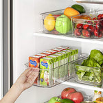 Contenedores organizadores de refrigerador, 8 contenedores de plástico transparente para refrigerador, congelador, armario de cocina, organización y almacenamiento de despensa, organizador de refrigerador sin BPA, 12.5 pulgadas de largo