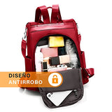 Bolso Mochila Para Mujer Moderna, Bolsa Casual Impermeable, Backpack Antirrobo, Para Hombro y Espalda, Medidas: 31 X 14 X 31cm (Color Rojo)