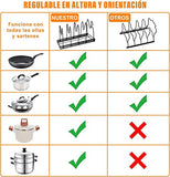 Organizador de Ollas y Sartenes de 8 Capas, Organizador de Sartenes para Armario, Estante de Ollas 3 Métodos de Bricolaje, Ajustable para Almacenar y Organizar Gabinetes de Cocina
