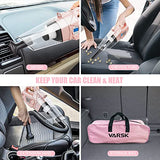 Aspiradora de coche 4 en 1, inflador de neumáticos, compresor de aire portátil con medidor de presión digital de neumáticos, pantalla LCD y luz, 12 V CC, cable de 15 pies, accesorios de coche rosa para mujeres, regalos de cumpleaños para ella