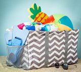 Bolsa extra grande de lona plegable Chevron de gran tamaño para piscina y playa, Gris (Chevron Gray), X-Large