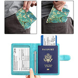 ACdream Combo de tarjetero para pasaporte y vacunación, funda con ranura para tarjeta de vacunación CDC, protector organizador de documentos de viaje de piel, con bloqueo RFID, para mujeres y hombres, Z - Flor de almendra