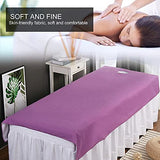 ▶ Sábanas y fundas  de Masaje para SPA, Funda Protectora para Camilla de Masaje, Juego de Sábanas de Microfibra para Camilla de Masaje, Reutilizables, Impermeables, de Algodón Suave,(Púrpura)