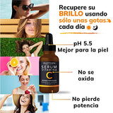 Serum Vitamina C + Ácido Hialurónico + Vitamina E | 95% Ingredientes Naturales | Luminosidad, Hidratación, Firmeza y Tono más Uniforme | Textura Ligera y Sin Sensación Grasosa | Suero Facial Ideal Para Todo Tipo de Piel -30ml
