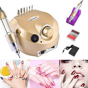 Torno Eléctrico para Uñas,Torno para uñas Profesional ,35,000 RPM Velocidad Ajustable Máquina de Lima Uñas,Taladro para Uñas con kit de brocas Herramienta De Manicura Pulidora Eléctrica Para Acrílicos,Geles, Uñas Naturales（Versión mejorada）