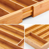 Utoplike - Bandeja organizadora de cubiertos de bambú expandible: para cubiertos, utensilios de cocina, utensilios de cocina, cubiertos, accesorios o aparatos, tamaño: 11,5 pulgadas de ancho x 18 pulgadas de profundidad x 2 (natural).