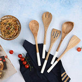 Juego de cucharas de madera para cocina o utensilios de cocina (color blanco)