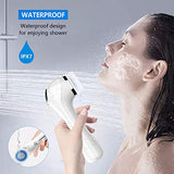 Cepillo de limpieza facial con masaje facial de doble espalda, cepillo facial giratorio eléctrico con 5 cabezales diferentes para limpieza profunda, exfoliación suave, eliminación de puntos negros y masaje