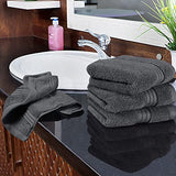 Juego de 12 paños de baño de lujo (12 x 12 pulgadas), 600 g/m², 100 % algodón, altamente absorbentes y suaves al tacto, para baño, spa, gimnasio y toalla facial (gris)