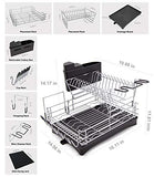 Escurridor de Trastes Acero Inoxidable, Juego de Escurreplatos Grande de 2 Niveles con caño Giratorio, Escurridor de Platos para Mostrador de Cocina con Soporte para Copas de Vino