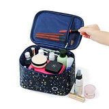 ▶ Bolsa de maquillaje para mujer, grande, con asa, impermeable, bolsa de almacenamiento para maquillaje, para viajes, cielo estrellado