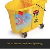 ▶ Rubbermaid  Commercial WaveBrake - Sistema de Trapeador Combo de Cubeta y Escurridor de Presión Lateral, 26 Cuartos, color Amarillo