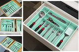 Simple Houseware Organizador de cubiertos expandible para cajones de cocina, turquesa