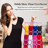 Percha para bufanda ~ Soporte multiusos para armario ~ Eliminación de desorden y ahorro de espacio para bufandas, chal, cinturones y accesorios ~ Percha para bufanda 28 anillos (morado lavanda)