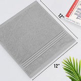 Utopia Towels Juego de 12 paños de baño de lujo (12 x 12 pulgadas), 600 g/m², 100 % algodón, altamente absorbentes y suaves al tacto, para baño, spa, gimnasio y toalla facial (gris frío)