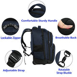 Mochila con Ruedas, Mochila para computadora portátil con Ruedas Impermeable para Viajes,Bolsa de Equipaje Bolsa de computadora Escolar para Hombres Mujeres aptas para portátil 15.6,Color Azul