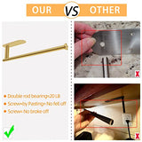 Soporte para toallas de papel para cocina, nuevo soporte de doble varilla autoadhesivo o perforado para toallas de papel montado en la pared, soporte para rollos debajo del gabinete, color dorado