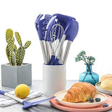 Juego de utensilios de cocina de silicona: 12 utensilios de cocina de silicona antiadherentes y resistentes al calor, y asas de acero inoxidable