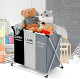 Cesto Ropa Sucia Plegable, Salandens Multifunción Cesto de Ropa, 105L Grande Cesta para la Colada Lona con 3 Compartimientos para Lavar y Almacenamiento la Ropa, Perfecto para Baño y Cuarto de Lavado