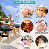 ▶ Cama De Masaje  portátil plegable de 84 pulgadas de altura ajustable 2 pliegues cama de masaje con funda de transporte de piel sintética profesional para salón de belleza facial con soporte para la cara, soporta hasta 450 libras, Negro