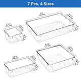 Organizadores Transparentes para Cajones, Cajas Plásticas Almacenamiento Bandeja Divisor de Maquillaje Cubierto Dormitorio Vestidor Baño Cocina Oficina Escritorio Mesa Tocador -7 unidades