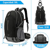 Mochila Impermeable 50l Transpirable y Ligera Para Senderismo Montañismo Escalada, Viaje, Campismo Deportes al Aire Libre, Ciclismo, Mochila Táctica Para Hombre Mujer
