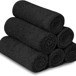 Paquete de 24 toallas de salón negras (no a prueba de blanqueador, 16 x 26 pulgadas), toallas de mano absorbentes, toallas de gimnasio, belleza, spa, hogar y cuidado del cabello