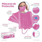 Best Trading Cubrebocas Rosa 50 piezas, Mascarilla Desechable Termosellada Tricapa, Caja de Tapabocas con 50 Piezas con Ajustador Nasal Oculto y Tecnología Ligera de Filtrado Efectivo