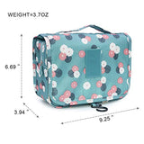 Bolsa de Viaje Cosmético Maquillaje Portátil Multifunción, Bolso del almacenaje del almacenaje del bolso de la toalla con el gancho colgante para viajar (Azul Flores)