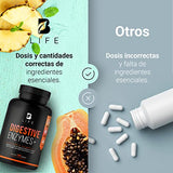 Enzimas Digestivas de 180 cápsulas. Ingredientes naturales: 20 billones de Probióticos, Papaína, Pancreatina, Bromelina, Lipasa. Digestive Enzimes B Life.