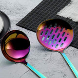 Juego de utensilios de cocina de acero inoxidable - 5 utensilios de cocina, juego de utensilios de cocina antiadherente de color arco iris, juego de baño de titanio plateado colorido, utensilios de cocina