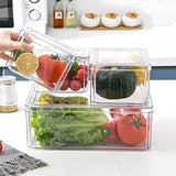 Contenedores organizadores de refrigerador con tapas, 10 unidades sin BPA, organizadores apilables de plástico transparente para refrigerador, congelador, clóset de cocina, organización de despensa y almacenamiento