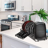 Soporte para Ollas Sartenes con 4 Ganchos y 10 Divisores, Organizador de Gabinete de Cocina Expandible Ajustable para Despensa, Utensilios de Cocina, Horno, Tabla de Cortar, Tapa -Bronceado