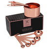 Vasos medidores de cobre y cucharas de acero inoxidable 9 piezas con 2 anillos