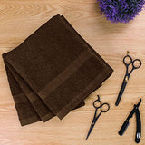 Toallas de salón de color café oscuro, paquete de 12 (no a prueba de blanqueador, 16 x 27 pulgadas) toallas altamente absorbentes para el cuidado del cabello de mano, gimnasio, belleza, cabello, spa y hogar