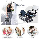 Costravio Estuche de tren de maquillaje, caja de cosméticos, capacidad inteligente, 2 bandejas, organizador de almacenamiento de maquillaje con espejo bloqueable para esmalte de uñas, joyería, organizador de cosméticos para niñas, Glitter Black, Almacenam