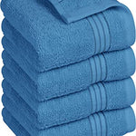 Juego de 4 paños de lavado (12 x 12 pulgadas), 100% algodón hilado en anillo, tacto suave y altamente absorbente, toallas esenciales para baño, baño, gimnasio, toalla facial y spa (azul eléctrico)