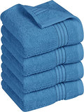 ▶ Toallas Juego de 4  (12 x 12 pulgadas), 100% algodón hilado en anillo, tacto suave y altamente absorbente, toallas esenciales para baño, baño, gimnasio, toalla facial y spa (azul eléctrico)