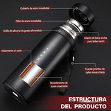 ▶ Termo de Acero Inoxidable, Doble Pared y Tapa Hermética Antigoteo, con Asa para Transportar (900ml, Negro)