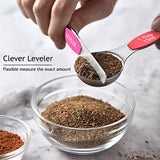 ▶ Juego de 7 cucharas medidoras magnéticas de acero inoxidable de doble cara, para ingredientes secos y líquidos, incluyendo 6 cucharas anidadoras resistentes, 1 nivelador, cabe en tarro de especias