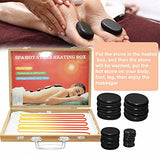 Piedras de masaje, kit de masaje de piedras calientes profesional de basalto spa piedras calientes para masaje de espalda natural con caja de calefacción de bambú, 20 piezas por juego para spa en casa, relajación, curación, alivio del dolor