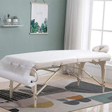Rollo de sábanas desechables no tejidas – 2 rollos de 100 piezas, color blanco suave y transpirable para masaje de belleza, salón facial, tatuaje, sábana, cubierta de papel con agujero 80 x 180 cm por pieza