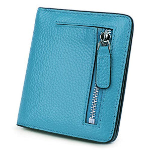 AINIMOER Cartera pequeña de cuero para mujer, titular de tarjetas de crédito con bloqueo RFID para mujer, Bloqueo de Rfid Azul Cielo, Talla unica