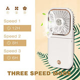 Mini ventilador portátil con pilas 5 en 1 como banco de energía, soporte para teléfono, ventilador de mano, ventilador de escritorio, ventiladores de mano personales recargables por USB, batería de 3000 mAh, 3 velocidades ajustables, cordón para el cuello