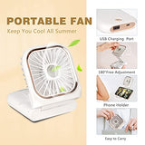 Mini ventilador portátil con pilas 5 en 1 como banco de energía, soporte para teléfono, ventilador de mano, ventilador de escritorio, ventiladores de mano personales recargables por USB, batería de 3000 mAh, 3 velocidades ajustables, cordón para el cuello