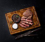 Kikcoin - Tablas de cortar de bambú extragrandes, (juego de 3) tablas de cortar con ranura para jugo, juego de tablas de cortar de madera de bambú para cocina, bandeja de servir de grano final