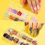 Manicura Decoración, Kit de Accesorios Decoración Uñas Nail Art, 38Pcs Suministros de Uñas con Juego, 15 Pinceles para Uñas, Lápiz de Punto, Uñas de Estrás, Copos de Hoja de Oro, para Diseños de Uñas en Casa